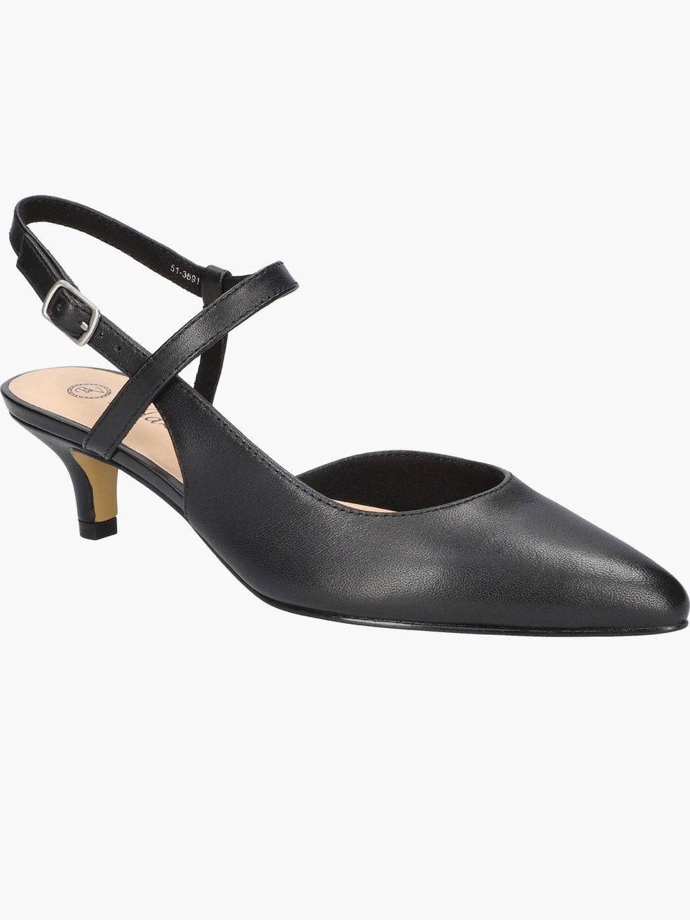Bella Vita  Black Leather Pointed Slingback Kitten Heel Pump Worn once!!